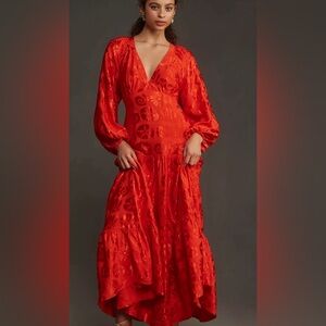 FARM RIO long sleeve v-neck dress XXS